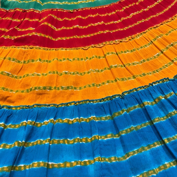 Lauren Ralph Lauren Tiered Boho stripped Maxi gypsy Skirt Size L - Picture 6 of 9